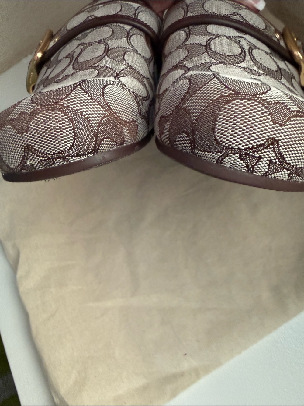 Coach Brown Signature Monogram Slip-On Slides with Gold Buckles Size 8 NWOT - Picture 5 of 8